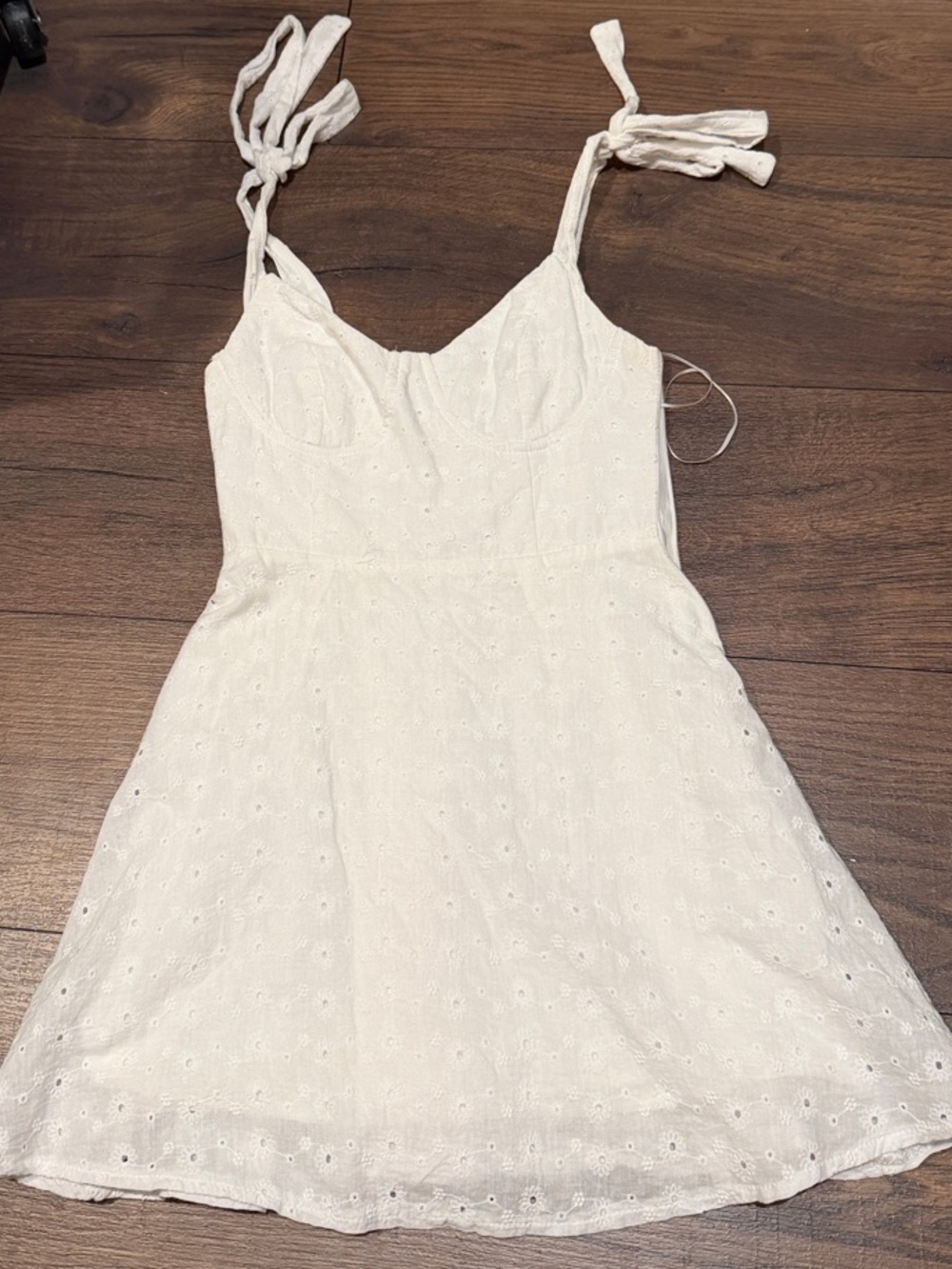 Hello Molly white Smocked Eyelet Sundress xs